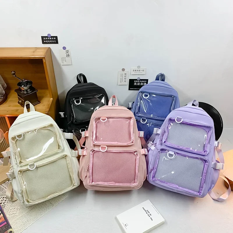 Japanese Kawaii Itabag Women New 2026 Transparent Backpack Women Large Capacity Ita Backpack School Bags For College Student JK