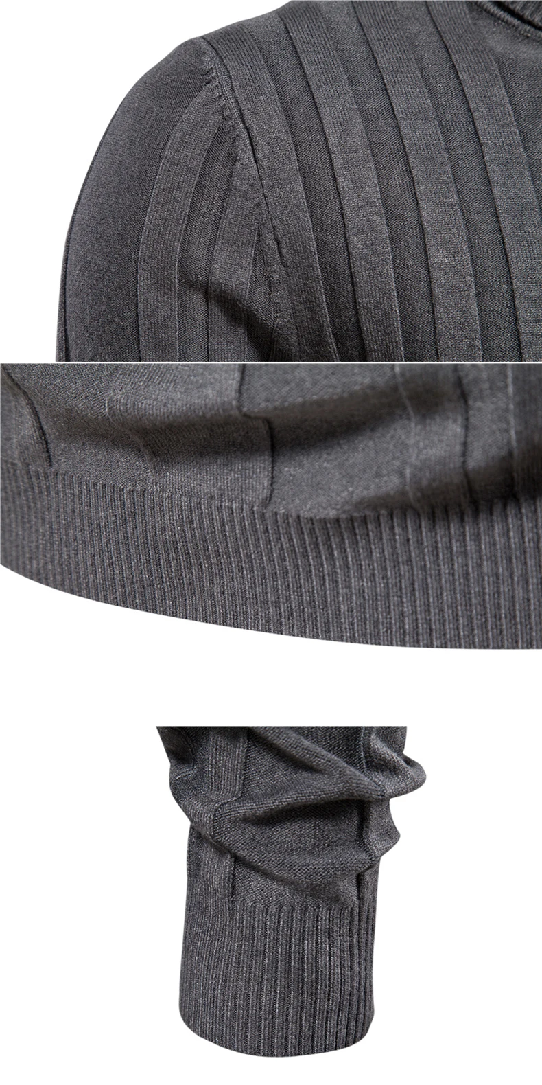 Men's Turtleneck Sweater Knitting Pullovers Rollneck Knitted Sweaters Warm Slim Fit Casual Sweater