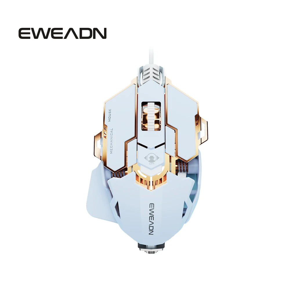 ماوس ألعاب سلكي USB EWEADN G5 صامت أو مسموع اختياري، مفاتيح وظيفة ماكرو، لسطح المكتب والكمبيوتر المحمول والكمبيوتر والمدرسة