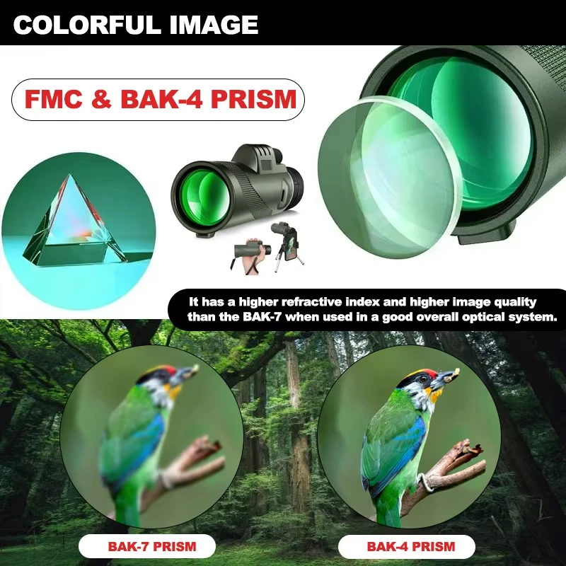 80x100 Monocular Telescope with Tripod and Phone Clip with Colour Gift Box for Outdoor Camping Hiking