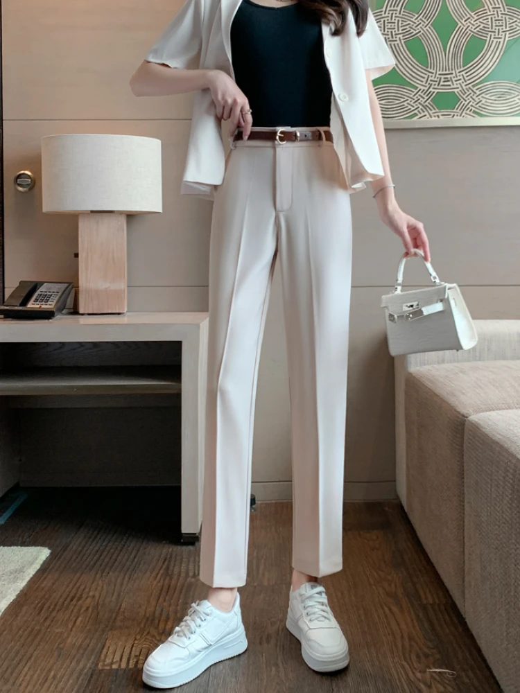 

Women Suits Pants Office Ladies Ankle-Length 2023 Spring Summer Woman Harem Pants Pantalones De Mujer Solid Casual Straight Pant