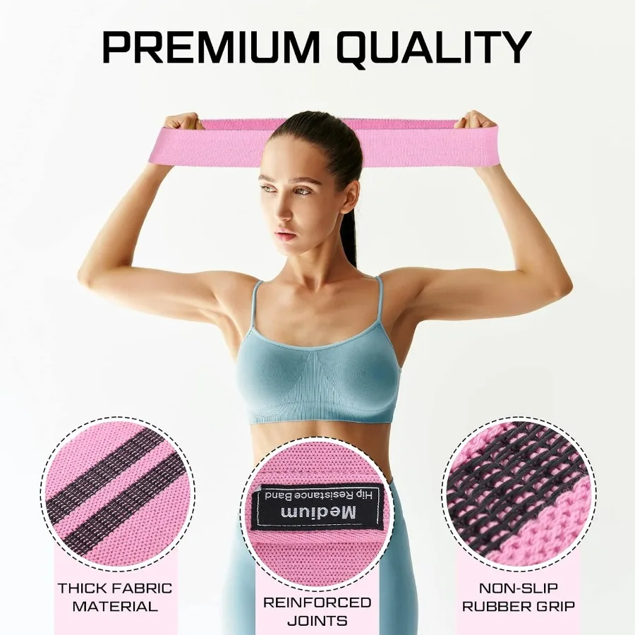 12 Pcs Fabric Resistance Bands for Working Out Booty Workout Stretch Exercise Bands Non Slip for Legs Squat Resistance Loop for