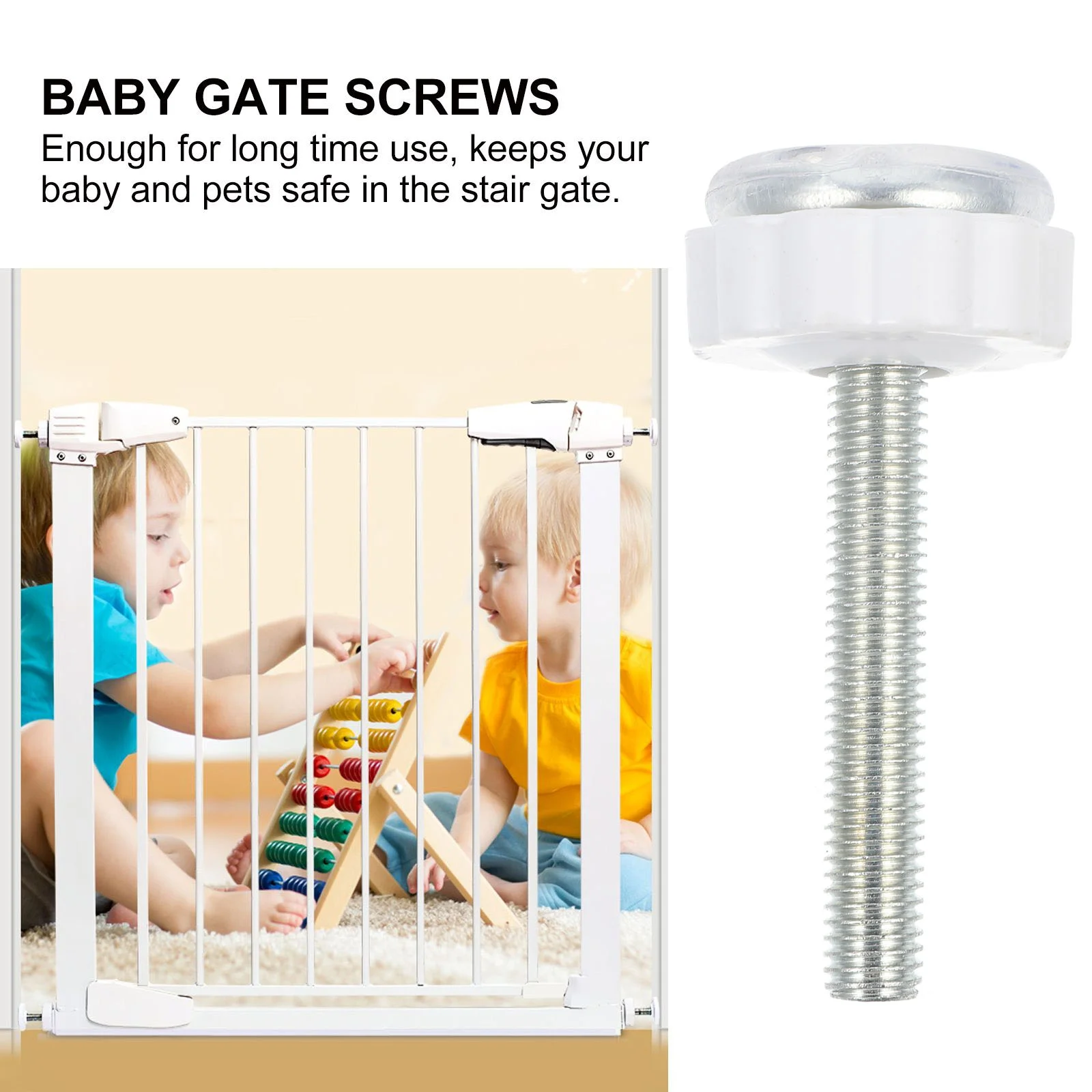 4 Pcs Bolt Fittings Baby Gate Replacements Bolts Threaded Spindle Rods Screw Kit Adapter Gates Mounted