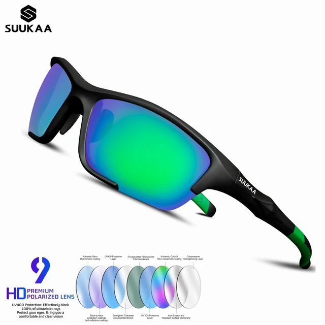 Suukaa-Polarized Fishing Glasses for Men, MTB Sunglasses