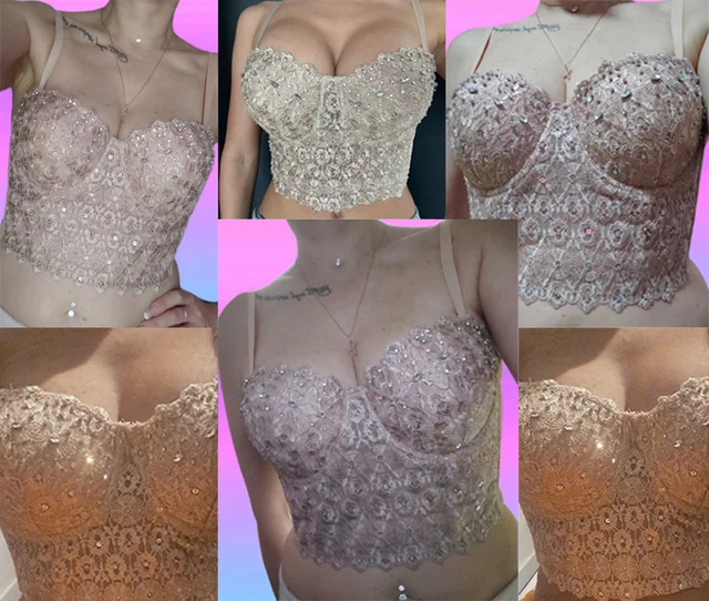 Corpiños Para Mujer 40 W) Para Sujetador Tipo Corsé Bordado Con