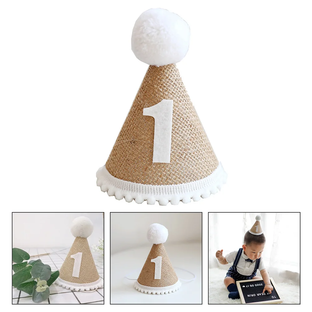 

1st Birthday Cone Hat First Birthday Tiaras Pom Pom Party Hat Crown Headband Newborn Cone Hat Photography Prop for Show