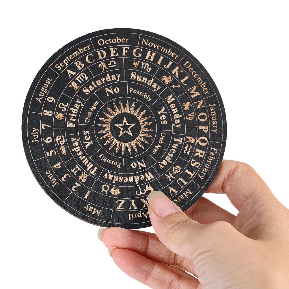 Dowsing Pendulum Pendulum Board Dowsing Divination Board 2 Pack Sun Moon Metaphysical Message Board Necklace Altar Witchcraft Witch Stuff Supplies Ki Dowsing Rods
