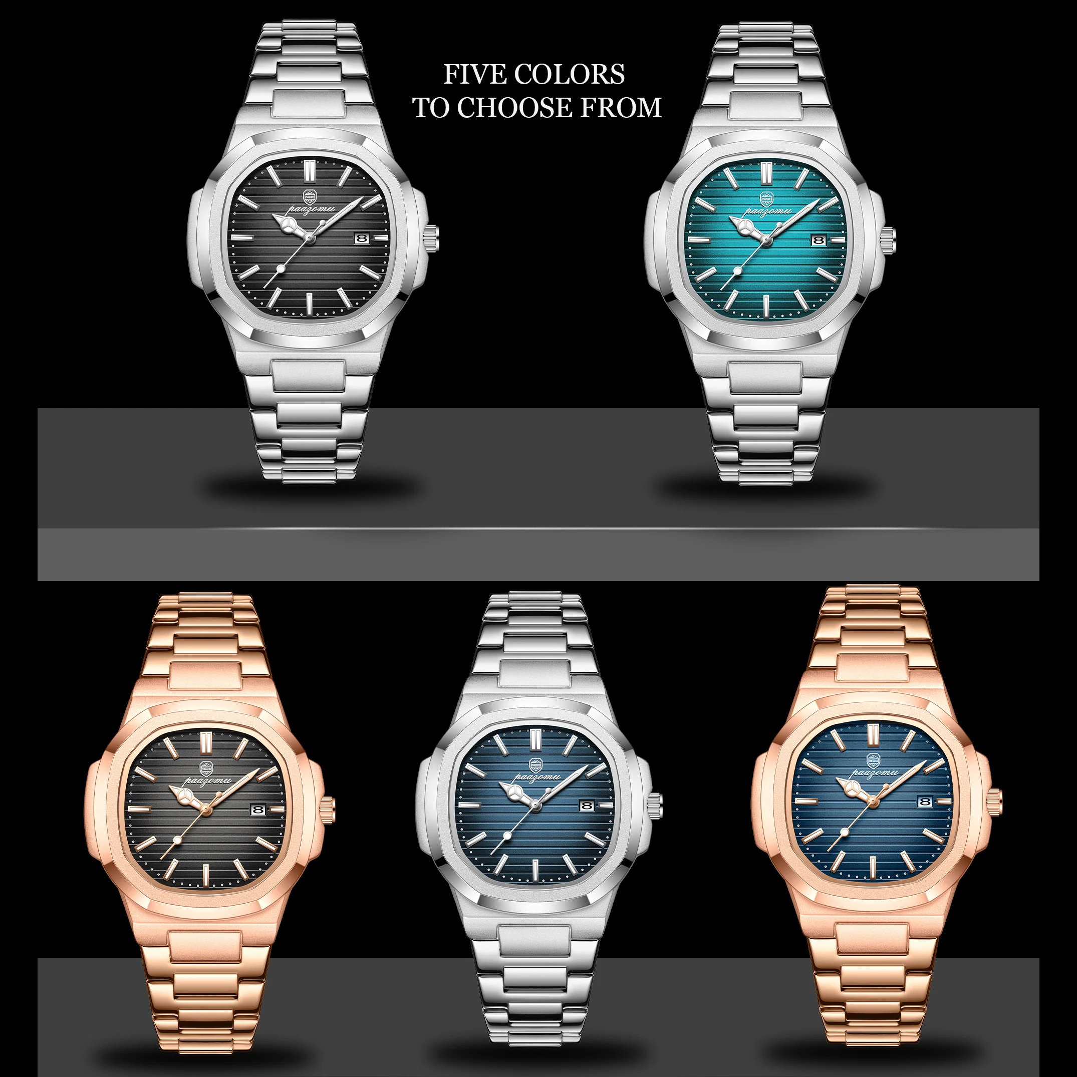 PAAZOMU Luxury Men Watches Business Top Brand Man Wristwatch Waterproof Luminous Date Week Quartz Men's Watch High Quality+Box
