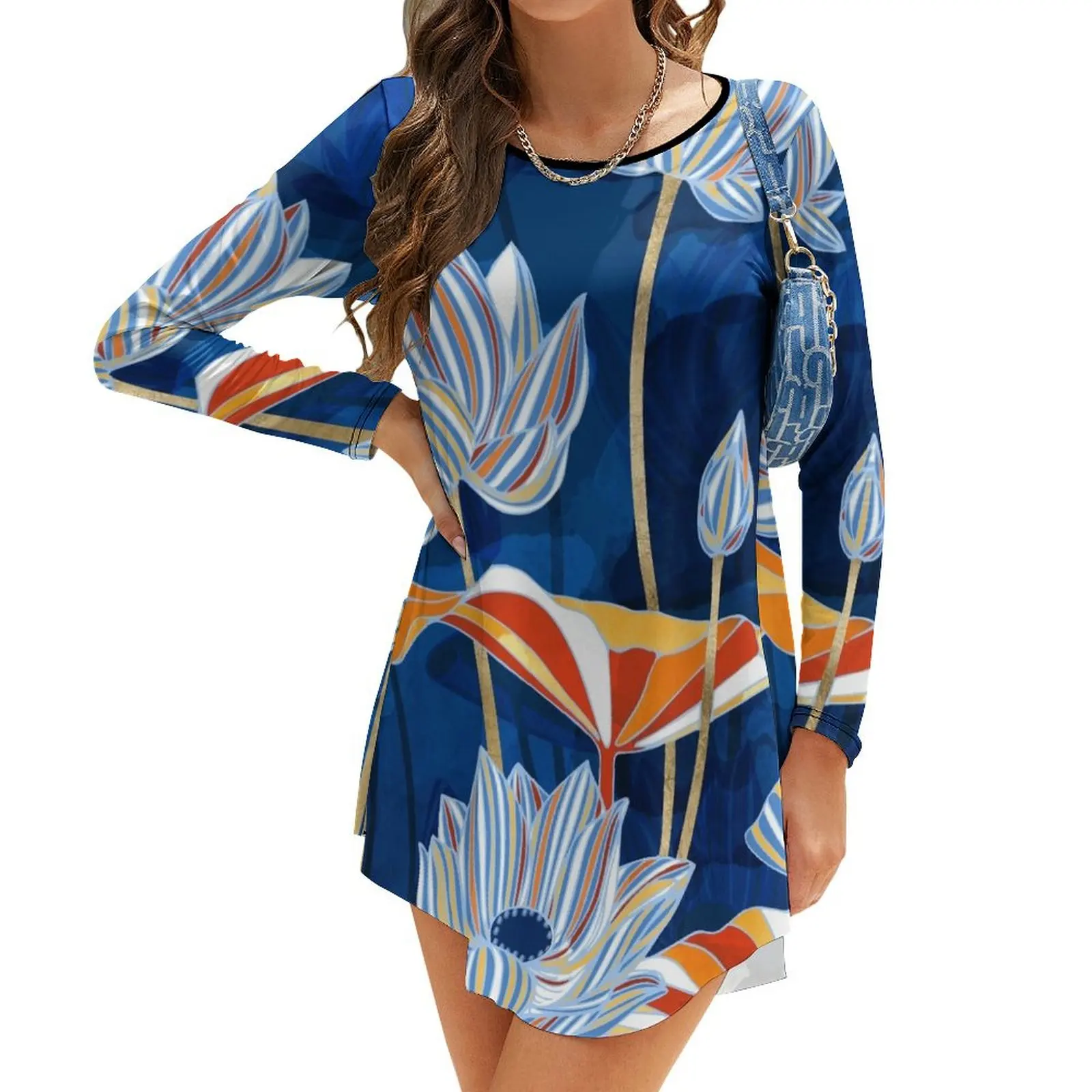 

Bold Botanical Long-Sleeve Dress summer dress for women 2024 prom dress 2024