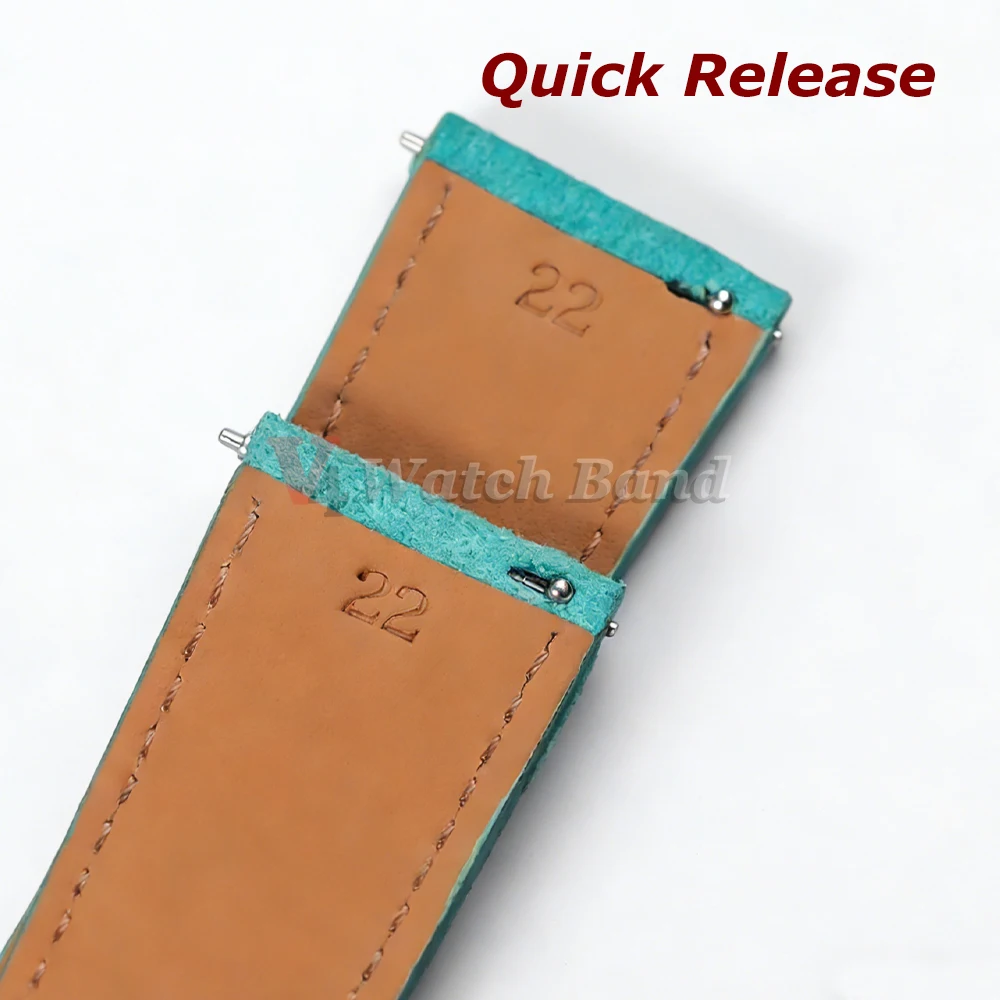 Vintage Suede Leather Quick Release Watch Strap with Calfskin Band and Classic Pin Buckle