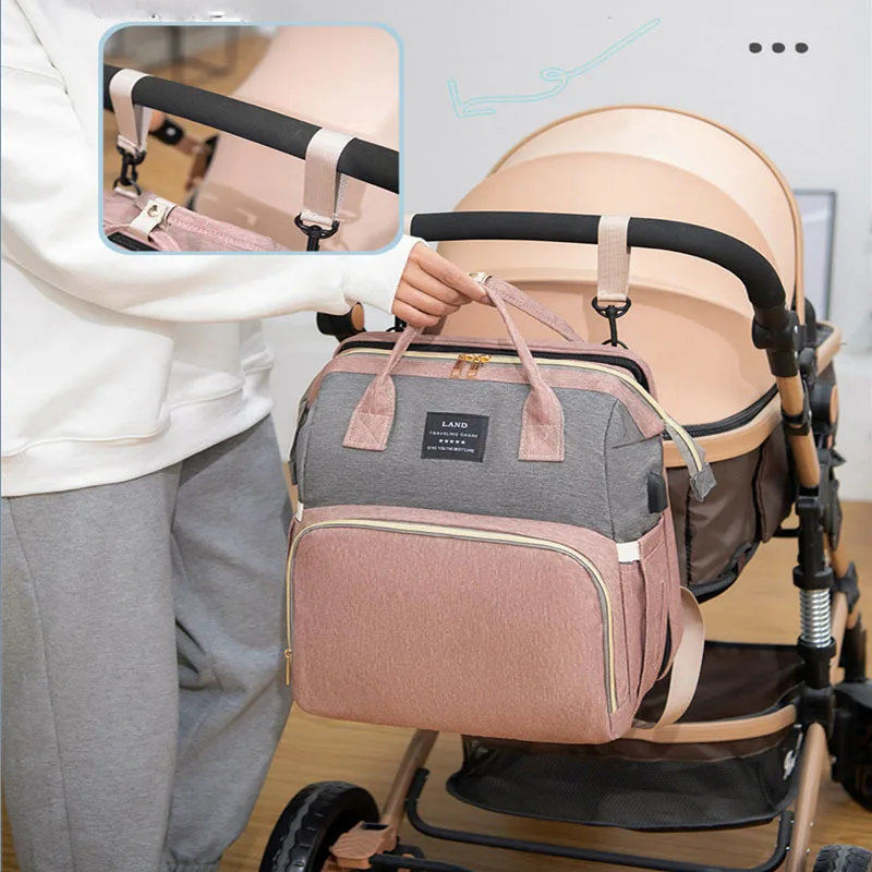 New Folding Mommy Bag Lightweight Portable Folding Crib Bed Large-capacity Baby Backpack Female Mommy Outting Bag Bolsa 6