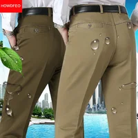 New Arrival 100% Cotton Summer Autumn Men's Casual Pants Fashion Solid Black Beige Gentle Thicken Trousers Brand Smart Suit Pant 1