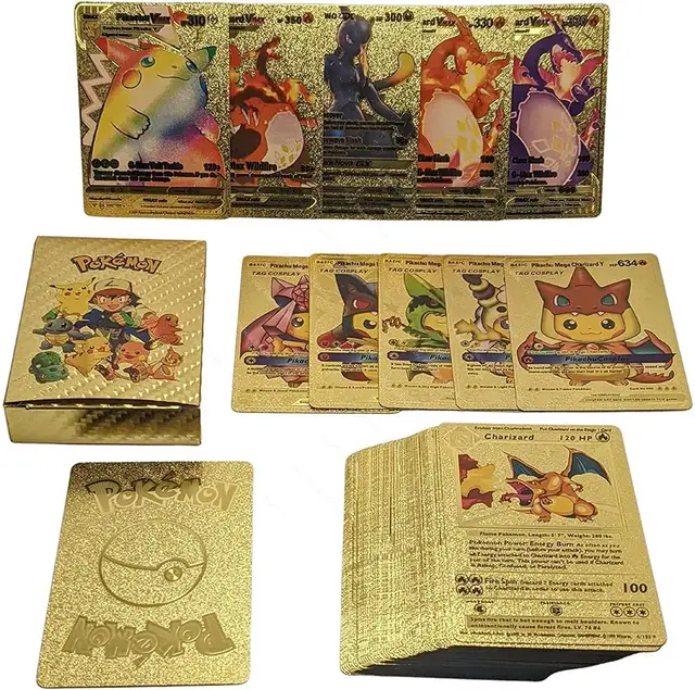 New 11-55pcs Pokemon Cards Gold Silver Vmax GX Card Charizard Pikachu Rare Collection Battle Trainer Card Box Child Toy Gift Hot 4