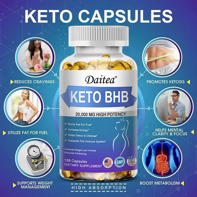 KETO BHB ACV Capsules 2000 mg Pure Keto Fat Burner, Increase Energy and Activity, Weight Management