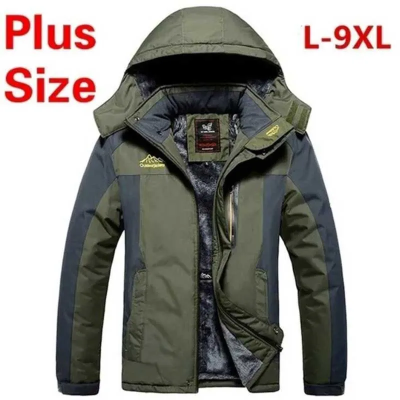 

Fashion Men's Winter Jackets with Hooded Thickening Outdoor Jacket Warm Mountaineering Suit Waterproof Plus Size L-9XL