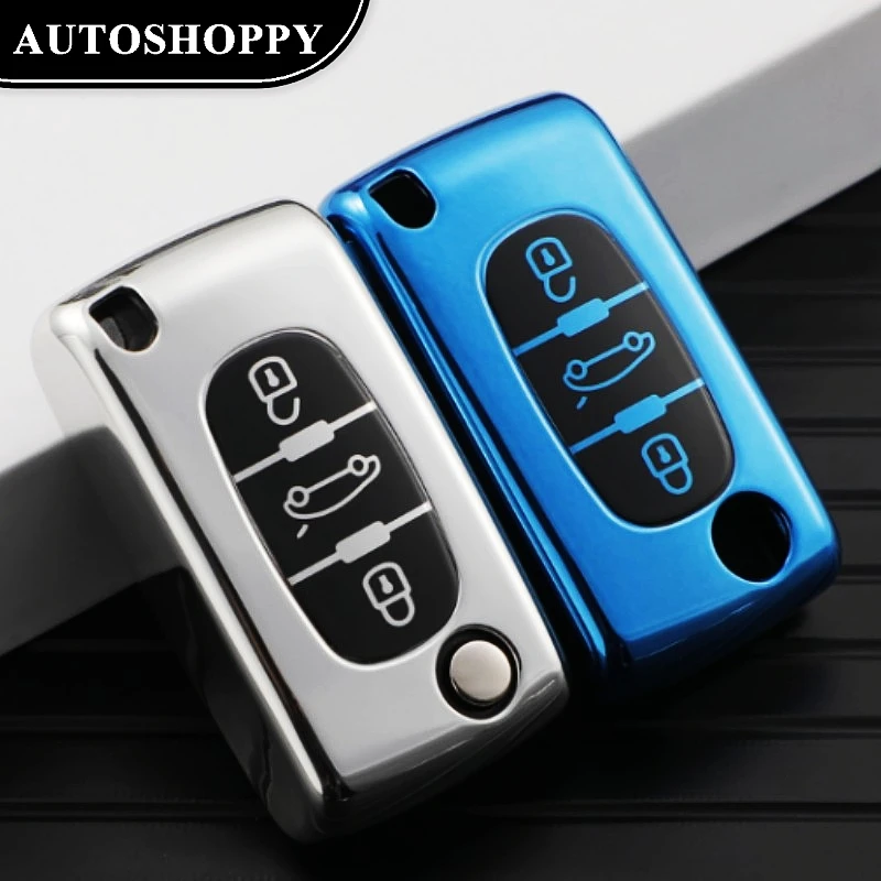 

Fashion New TPU Car Remote Key Case Cover Shell For Peugeot 107 207 307 308 407 607 3008 5008 For Citroen Xsara Picasso C5 C6 C8