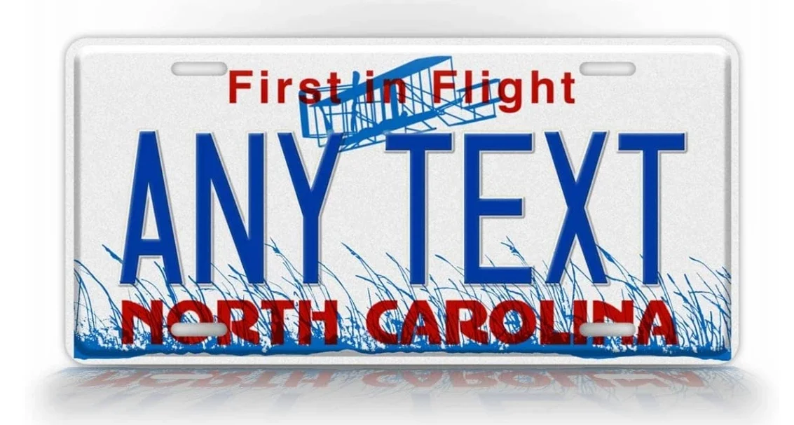 

Custom License Custom Custom North Carolina First in Flight License Plate Any Text Personalized NC Metal Auto Tag