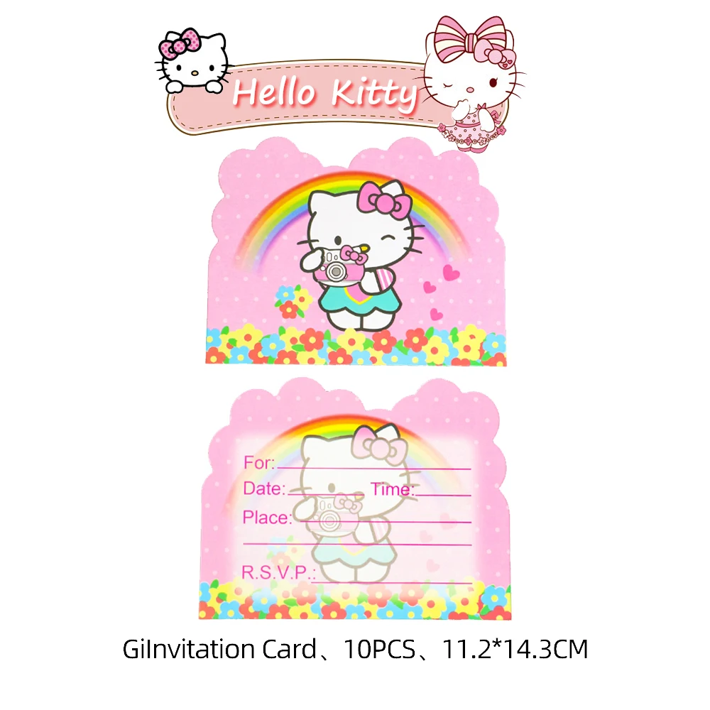 Amine Hello Kitty Girls Birthday Party Decoration And Table Accessories Plate Cup Tablecloth Foil Ballon Set Party Gift Supplies