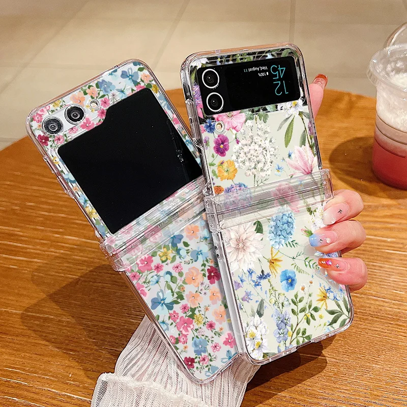 Custodia Creativa Per Fiori Per Samsung Galaxy Z Flip 5 4 3 Luxury Butterfly Plant Heart Patterned Hard Cover Per Samsung Z Flip5 Flip4