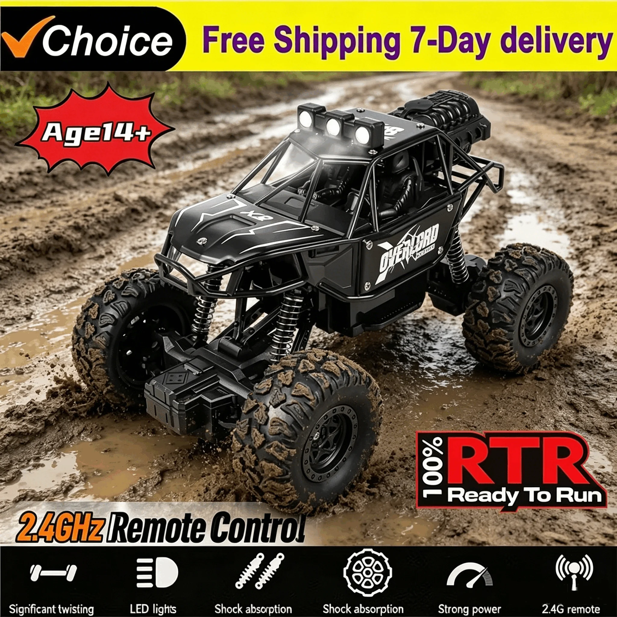 Monster Truck RC Tout-Terrain 4x4 - Voiture Télécommandée Haute Performance