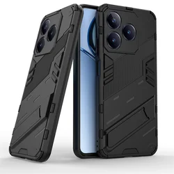 Shockproof Armor Kickstand Phone Case with Magnetic Car Holder Back Cover - Enhanced Protection s for Realme C63 4G (Black)