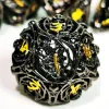 Metal DnD Dice Set - Hollow Skull Black Zinc Alloy 7pc Polyhedral Dice for Dungeons and Dragons RPG Games 4