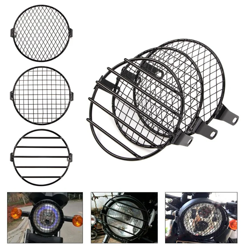 

6.14" Motorcycle Universal Headlight Protector Retro Grill Light Lamp Cover fit For Harley Ducati Chopper Yamaha Cafe Racer 1pcs