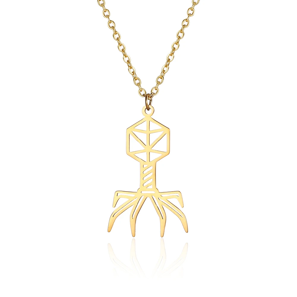 

Stainless Steel Phage Bacteriophage Biology Science Jewelry Pendant Necklace Teacher Gift For Women