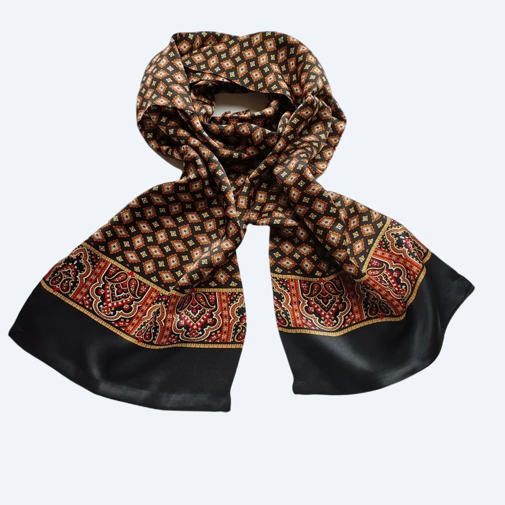 Sciarpa da uomo 100% seta lunga doppio strato fazzoletto da collo