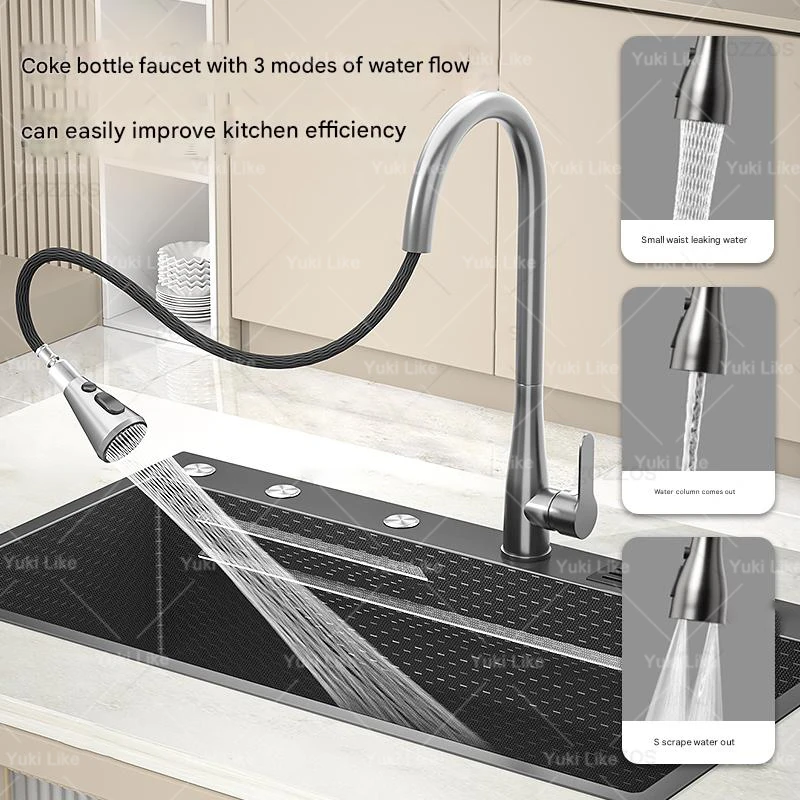 Stainless Steel Kitchen Sink Embossed Extra Large Single Slot Undermount Basin Multifunctional Dishwashing Sinks
