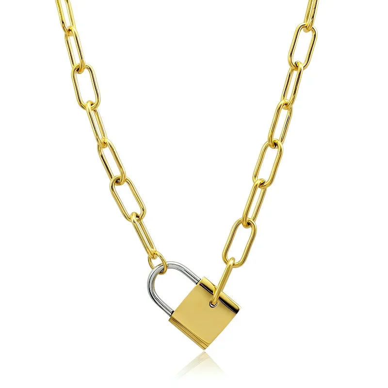 

Valentine's Day Classical lock Necklace Fashion Gold/sliver Chain collares Jewelry pendants stainless steel necklaces 2024