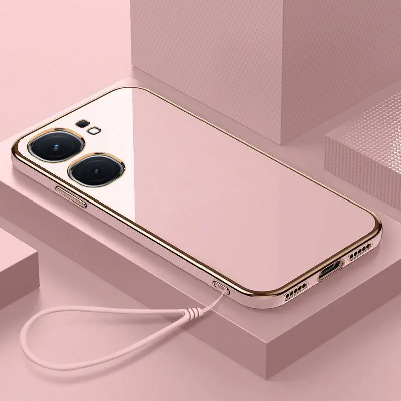 Luxury Square Plating Shockproof Phone Case with Back Cover