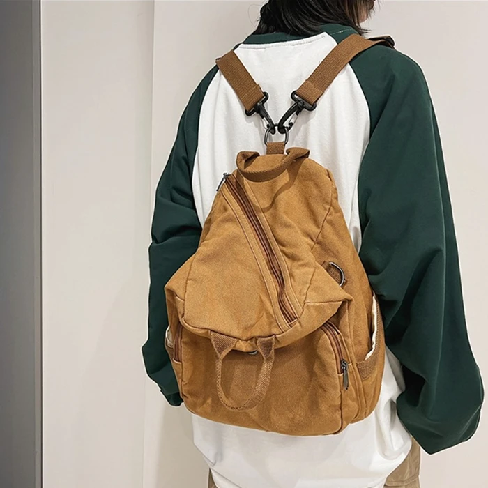 100% Cotton Teenager Casual Canvas Convertible Backpack Shoulder