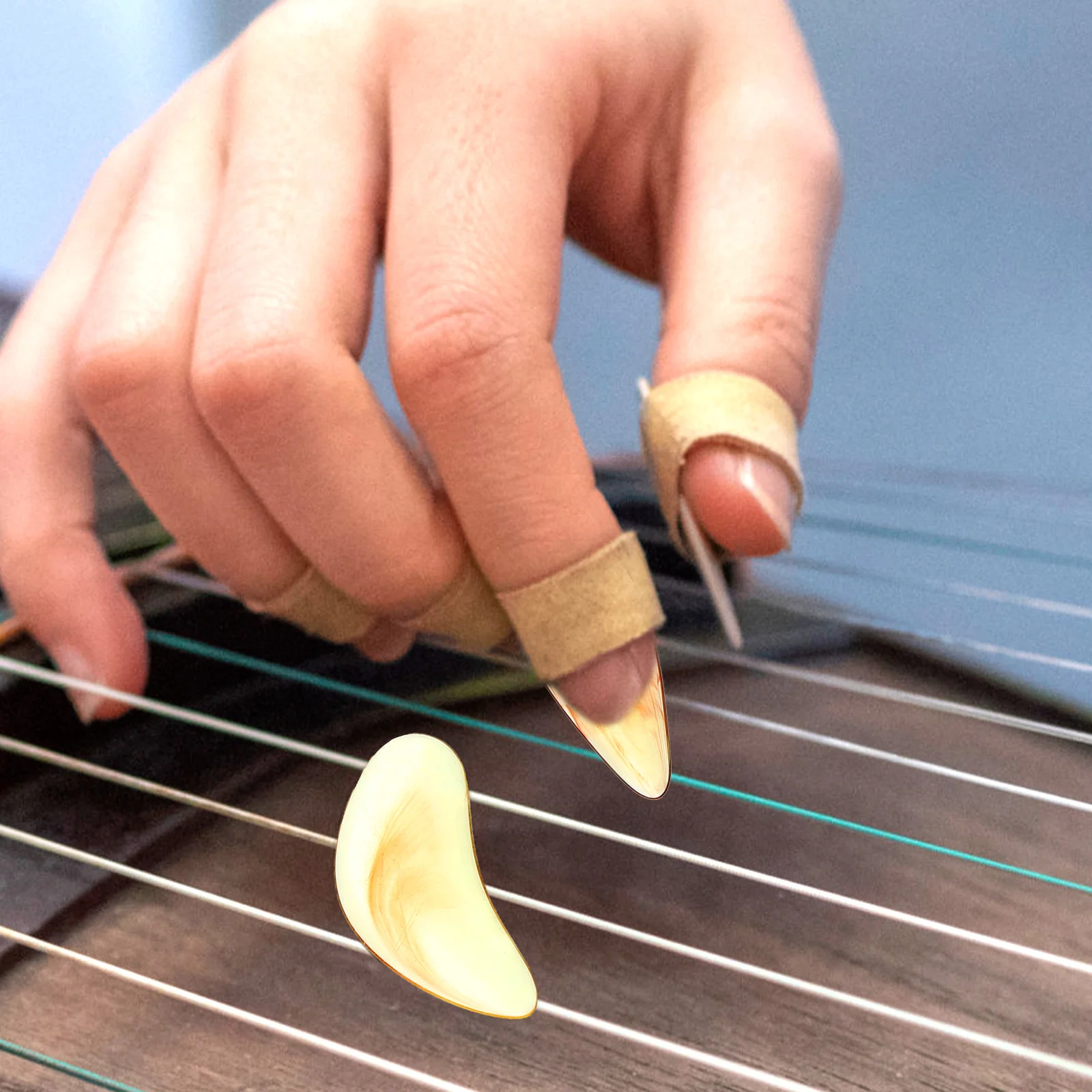 

8 Pcs Guzheng Nails Finger Fingertip Protectors Picks Tortoiseshell Musical Instrument