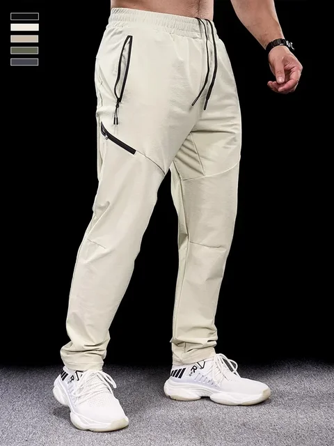 Pantalon de sport décontracté pour hommes, séchage rapide, vêtements d'entraînement, de course, de Fitness, avec poche à fermeture éclair micro-élastique, nouvelle collection automne hiver 1