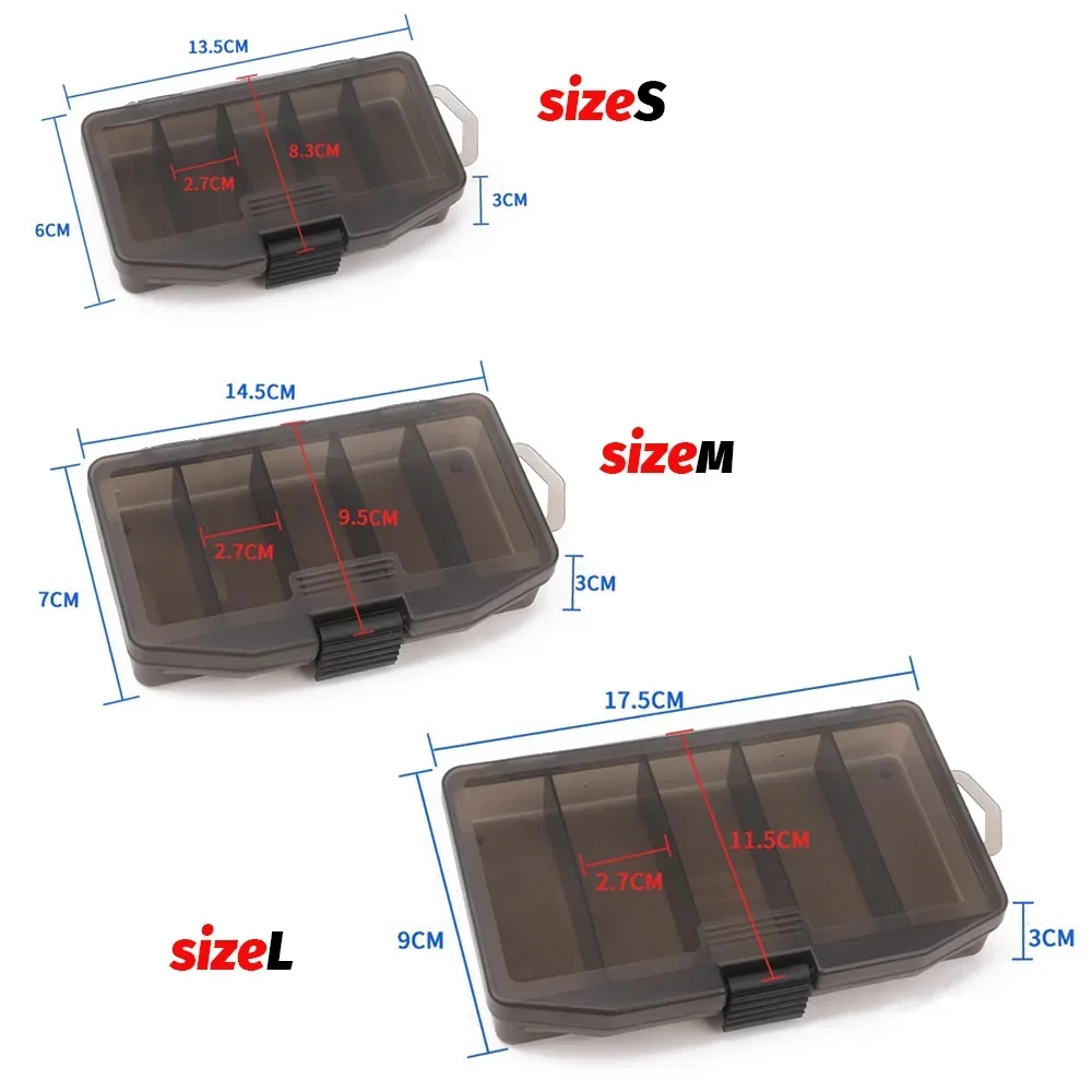 Description Picture 2 of itemFishing Tackle Box Portable 5 Compartments Space Container Bait Hook Gear Tool Assessoires Boxes Pesca S M L Holder Case Storage