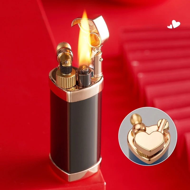 

Classic Open Flame Personalized Irregular Kerosene Lighter Creative Love Shape Outdoor Metal Vintage Cigar Lighter Ladies Gift