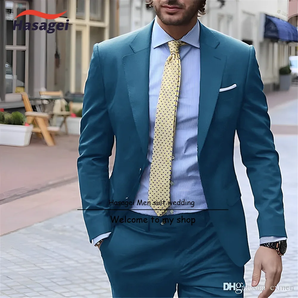 Men's Suit 2 Piece Set Business Formal Work Wear Slim Fit Pants Jacket Groom Wedding Tuxedo