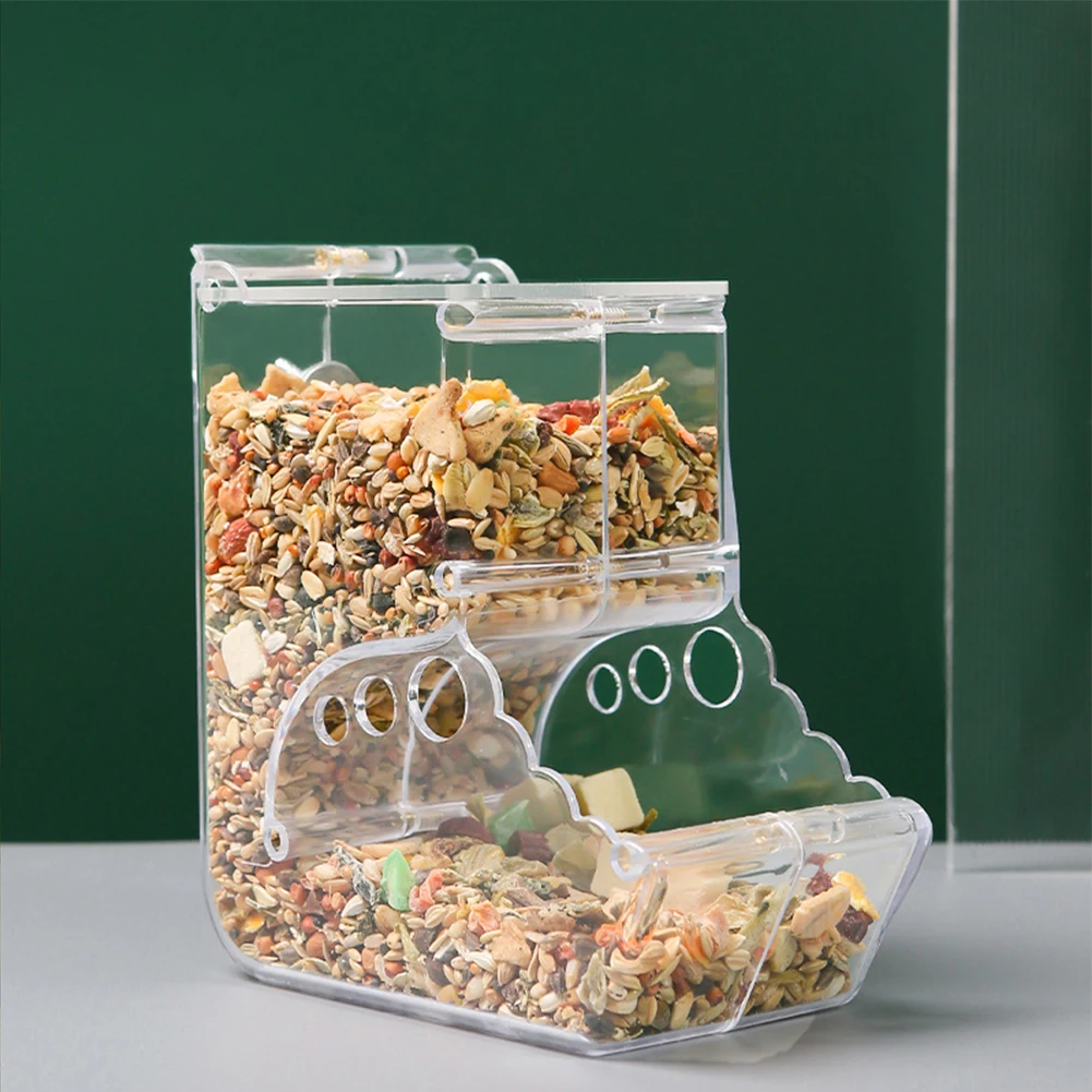 Pet Clear Acrylic Automatic Feeder Anti-Turnover Food Dispenser Container for Hamster Hedgehog Squirrel