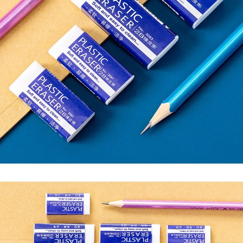 10pcs Exam Eraser Pencil Writing Wipe Clean Leave No Marks Soft Do Not Hurt Hands Primary School Creative Stationery