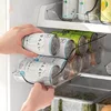 Refrigerator Organizer Bins Soda Beer Can Transparent Beverage Dispenser Fridge Pantry kitchen Storage Double Bottle Holder