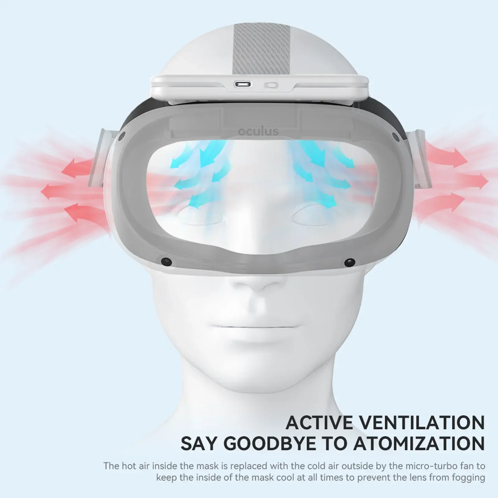 Hiblloks-máscara vr para Quest Fan Cooler Interface Facial Radiador Face Pad Aliviar o Nebulização da Lente Acessórios Oculus Quest 2 - Image 6