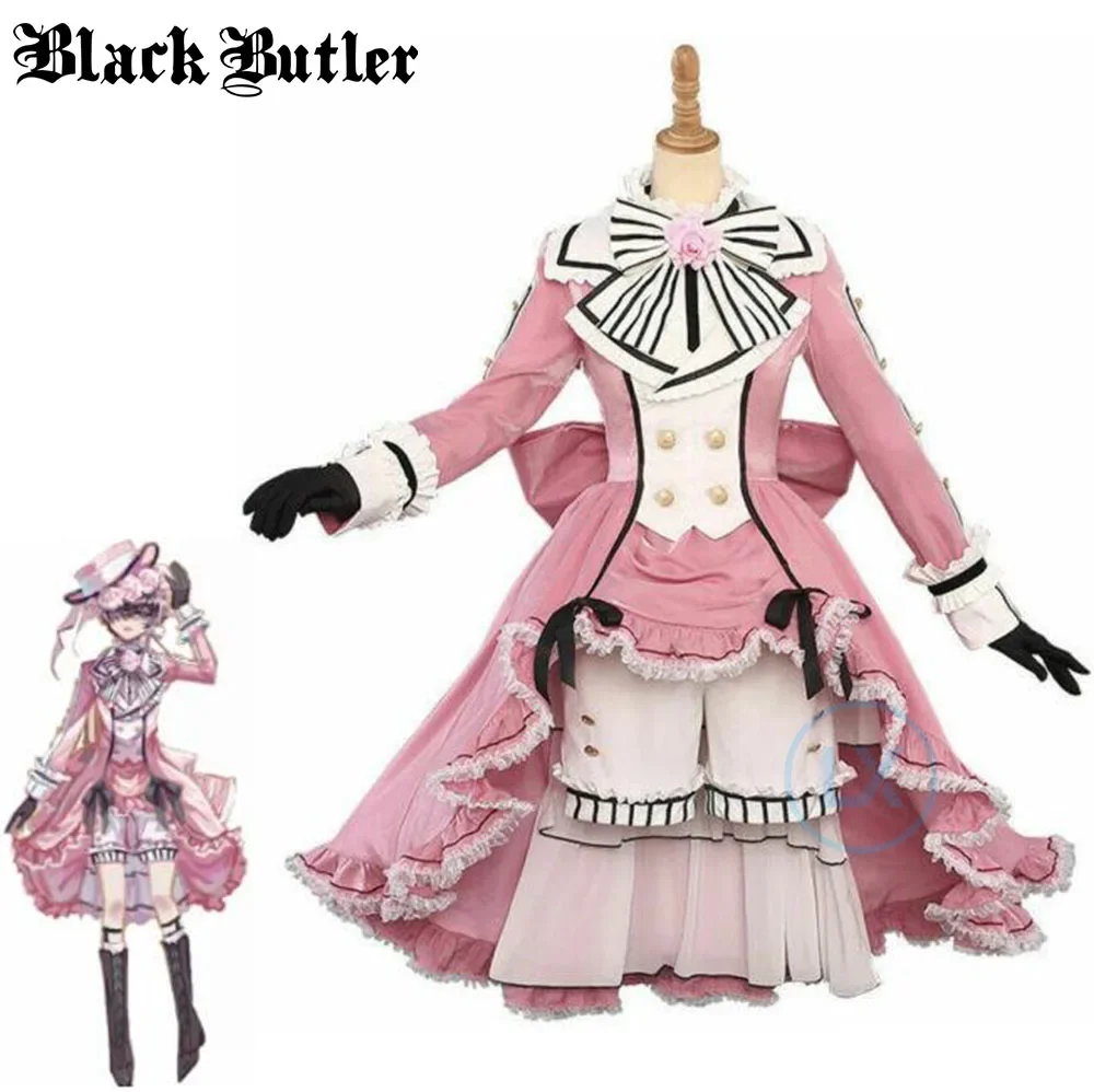 

Anime Black Butler Ciel Phantomhive Pink Robin Uniform Cosplay Costume Unises Dress Halloween Carnival For Women Girls