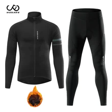 

WOSAWE Men's Winter Cycling Jackets Set Thermal Long Sleeve Cycling jersey Suit Warm Up Road MTB Racing Team Downhill Uniform