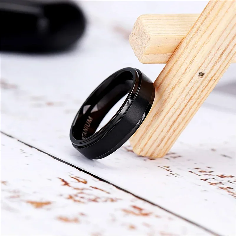 Kolmnsta Black Titanium Ring For Men Wedding Engagement Jewelry Band 4/6/8/10 mm Cool Dark Classic Unisex Ring Female Size 4-15