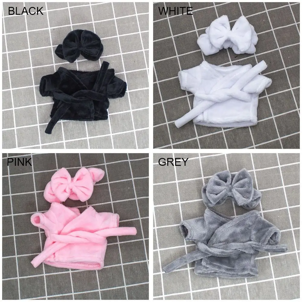 New Cute 10cm Cotton Doll Velvet Pajamas Clothes with Headband for 1/12 BJD Doll Sleep Clothes Bathrobe Accessories