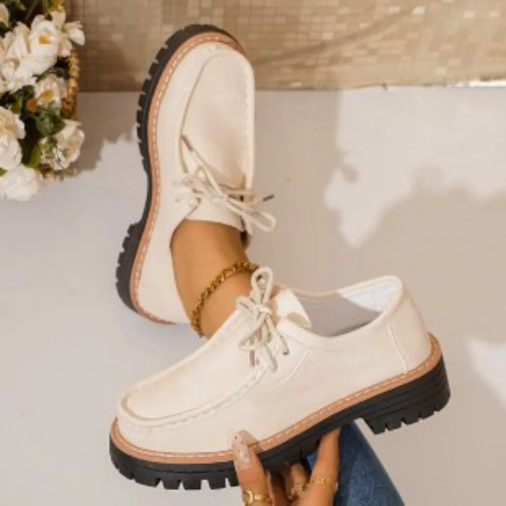 Autumn 2025 Women's Trend Casual Lace-Up Lightweight Comfortable Soft Sole Flat Sneakers Mom Shoes Zapatos De Mujer