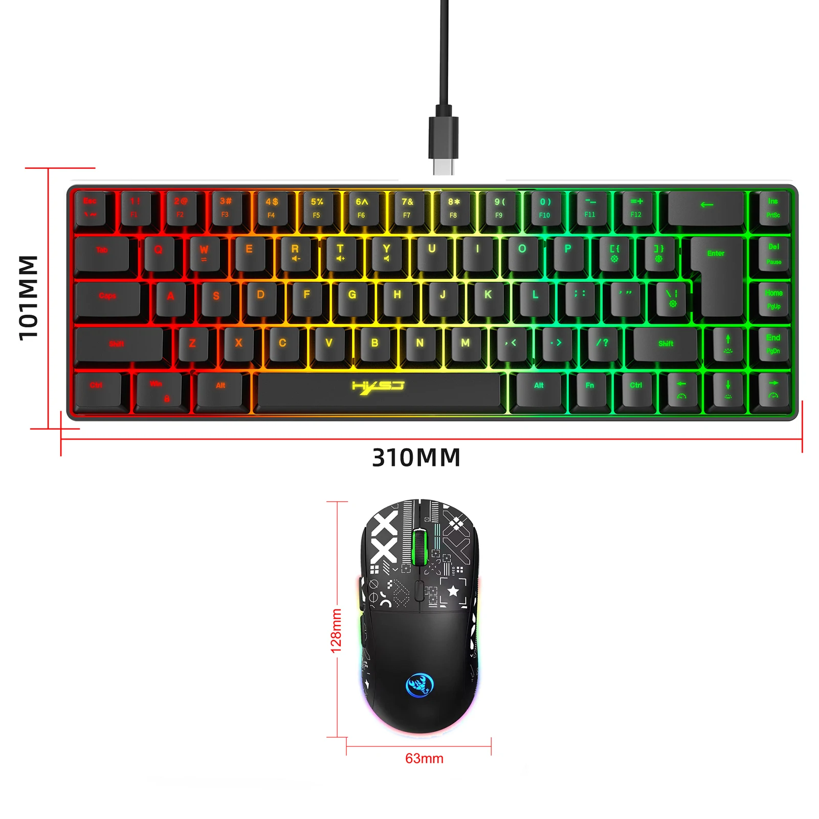 Hxsj Wired Membrane Keyboard And 2.4g Wireless Gaming Mouse Combo_voghion.com