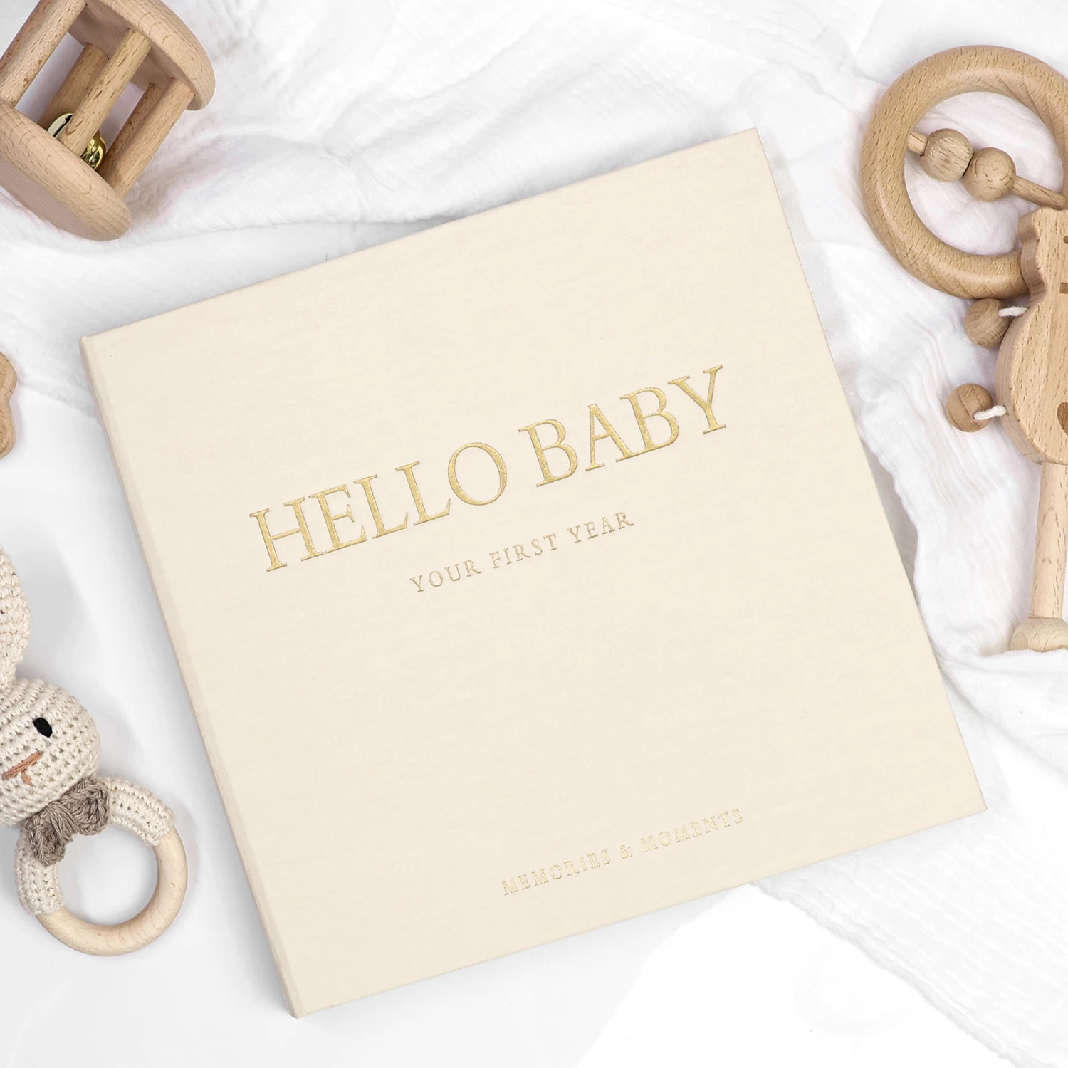 Baby Memory Book & Keepsake Box – Gender-Neutral Baby Book From Birth To Age 5 With Stickers