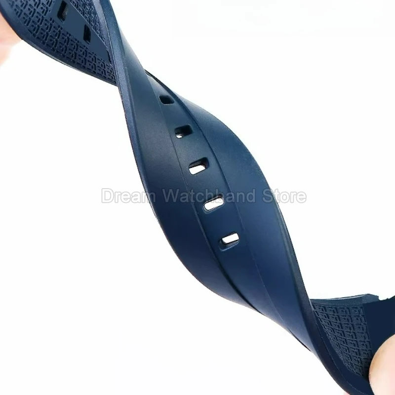 Durable Waterproof Blue Orange Black Silicone Watch Strap - 22mm Anti-Scratch